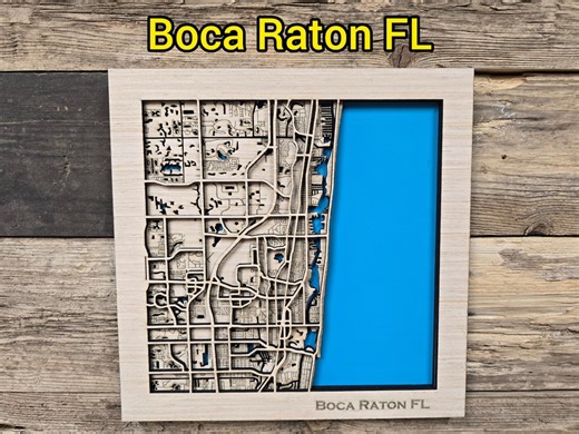 Boca Raton Florida Layered 3D Map SVG Cutting File (digital Download) - Etsy Canada