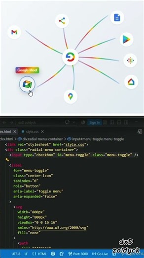 Google Toggle Menu with HTML & CSS | Modern UI Animation #webdevelopment #coding