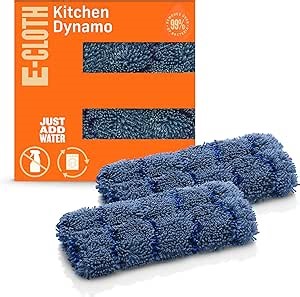 E-Cloth Kitchen Dynamo, Premium Microfiber Non-Scratch Kitchen Dish Scrubber Sponge, Ideal for Dish, Sink and Countertop Cleaning, 100 Wash Guarantee, Blue, 2 Pack
