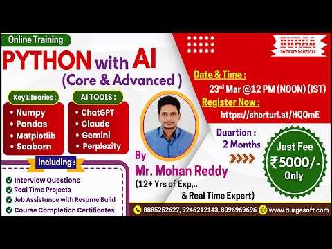 PYTHON with AI (CORE & ADVANCED) Online Training @ DURGASOFT