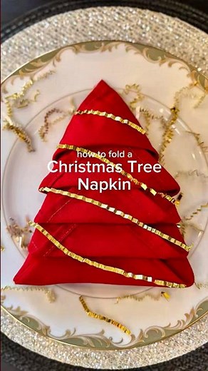 Christmas Tree Napkin Fold Hack 🎄