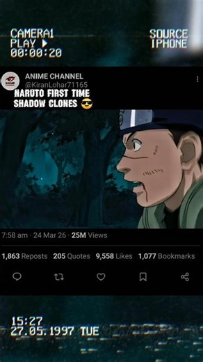 😎Naruto first time shadow clones #naruto #anime
