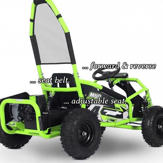 MotoTec Mud Monster Kids Electric 48v 1000w Go Kart Full Suspension Green