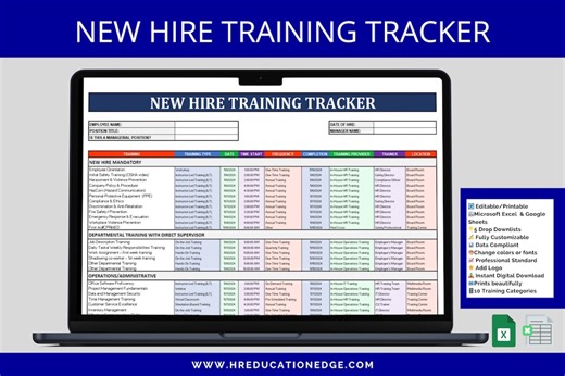 New Hire Training Plan Tracker: HR Onboarding Template (Excel & Google Sheets) - Etsy Sverige