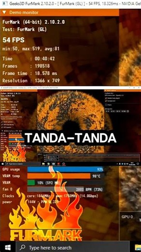 test gpu rtx 2060 with furmark for 40 minutes #gaming #gaming #pcsettings #pcgames