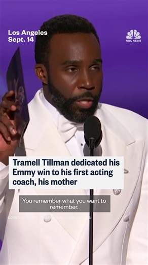 Tramell Tillman wins the Emmy for outstanding supporting actor in the drama category for his role in "Severance," dedicating the award to his mother in his acceptance speech. | NBC News