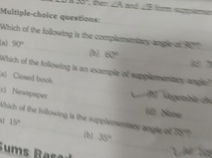 Which of the following is the complementary angle of 90?(a) 90... | Filo