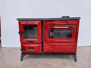 Red Enamel Wood Burning Stove With Oven – Cast Iron Heater Cooker – Rustic Presis Stove - Etsy UK