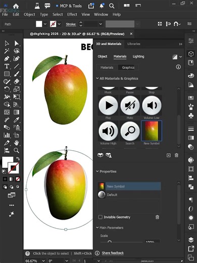 Adobe Illustrator 2026 Tips–How to Create the Most Realistic 3D Mango like a PRO #dkgfxking #gfxking