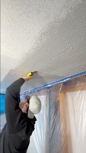 How to skim coat ceilings ( after sanding down the texture 🤌) #painting #howto