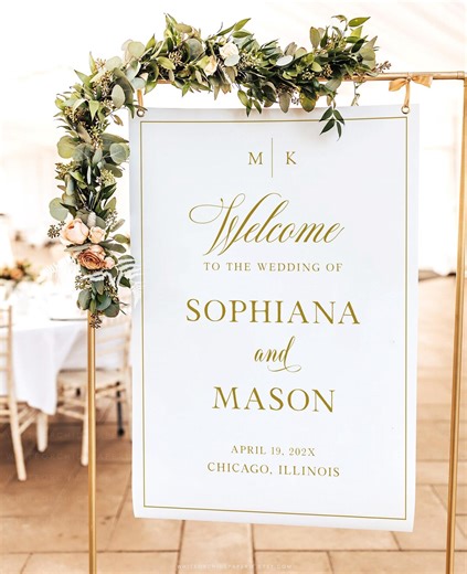 Classic Welcome Wedding Sign, Fully Editable Template, Grace - Etsy