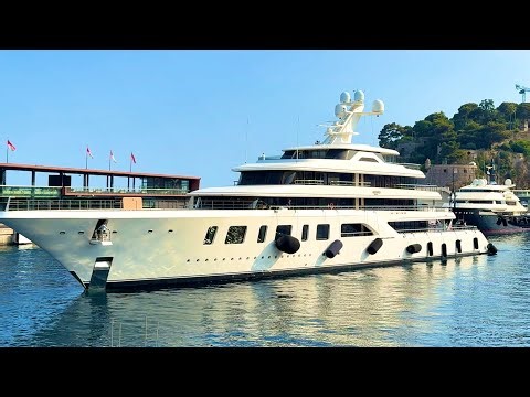 STEVE WYNN $200 MILLION AQUARIUS 92m SUPER YACHT DOCKING IN MONACO HARBOUR ‪@emman25MC‬