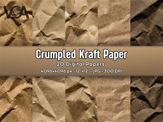 Crumpled Kraft Paper, 20 Digital Paper, Recycled Cardboard Background, Wrinkled Brown Texture, Eco Packaging Print – Commercial Use, 4k - Etsy