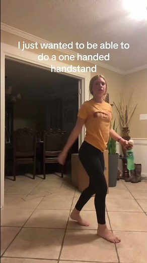 One-Handed Handstand Challenge: Girl Attempts Gymnastics Trick#handstand #gymnastics