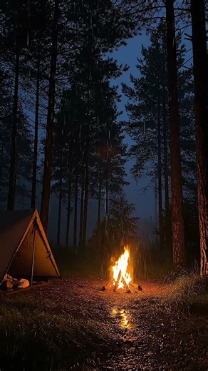 Solo Camping During a Rainstorm #bushcraft #camping #rain
