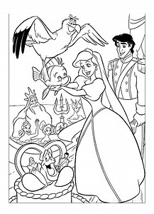 Coloring Page : The Little Mermaid: Wedding