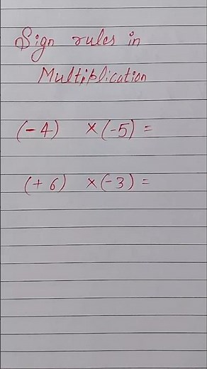 Sign Rules in Multiplication