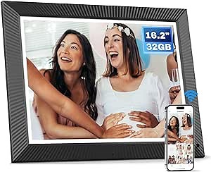 16.2 Inch Extra Large Digital Picture Frame 32GB, WiFi Electronic Photo Frame 1258 * 930 IPS HD Touch Screen, Motion Sensor, Send Photos via App/Email from Anywhere, Gift for Grandparents