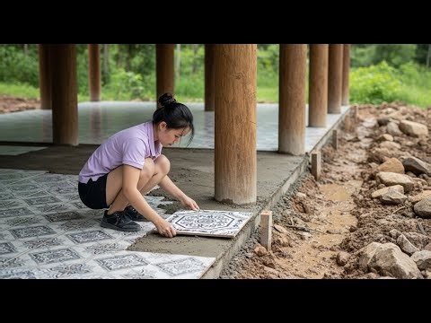 TIMELAPSE: Girl Lays Hand-Tiled Floors Off-Grid - Building Houses in the Wilderness