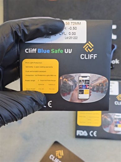 Light power, premium protection 💙👓 Cliff Blue Safe branded prescription lenses fitted with -0.50 SPH (both eyes) — perfect for clear vision plus blue light safety for daily screen use. Clean finishing, trusted quality — only at Blurkart.” #CliffBlueSafe #PrescriptionGlassesNepal #BlueLightProtection #PowerGlassesNepal #Blurkart
