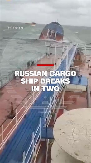 A video circulating on unofficial Ukrainian and Russian Telegram channels appears to show a Russian cargo ship snapped in two, with water spilling over the edge of its top deck. The shipwreck does not appear related to the war in Ukraine. Read more: https://cnn.it/4fiste6 | CNN