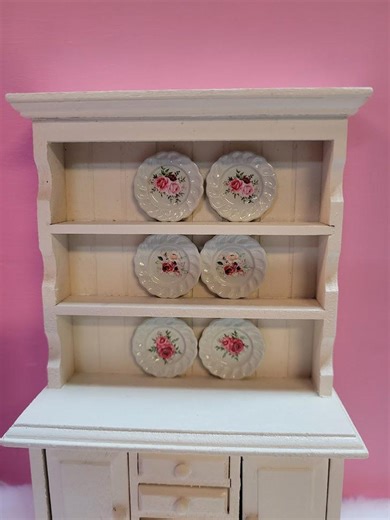Miniature Shabby Chic Dollhouse Plates, Ceramic Pink Rose (1:12 Scale), Set of Two - Etsy