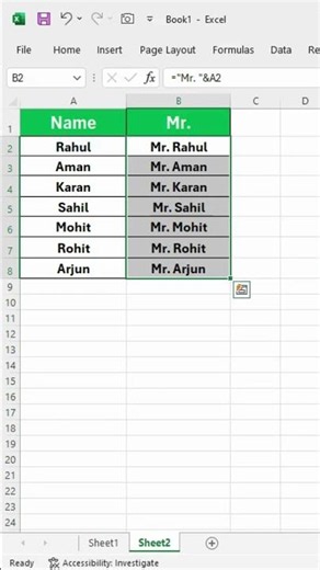 How to Instantly Add "Mr." Before Names in Excel ⚡ #shorts