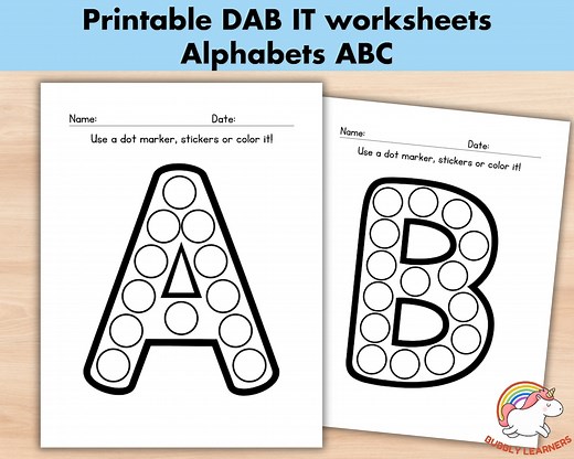 Dot Marker Coloring Pages, Do a Dot Activity,printable Alphabet Dab It Worksheets, Uppercase ABC Worksheets Practice for Preschool Workbooks - Etsy
