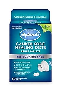 Canker Sore Relief Treatment by Hyland's, Quick Dissolving, Fast Natural Pain Relief of Mouth Ulcers and Oral Irritation, Healing Dots Tablets, 50 Count