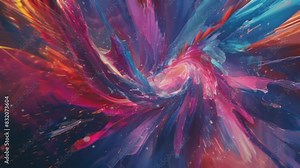 Abstract purple, red, and blue explosion technology portal with a seamlessly looping blink swirl vortex animation in a high-resolution 4K video background.