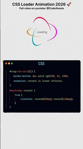 #video #uiux Amazing 3D CSS Loading Animation 🤯 | HTML & CSS #programming #webdevelopment #webdesign