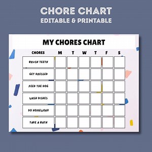 Chore Chart Template- Digital Download- Editable PDF - Etsy Australia