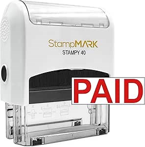 Self Inking Rubber Office Stamp with Red Ink (Paid) - Large Size