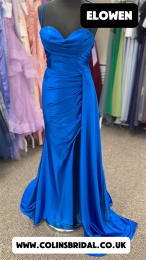 ✨ Make your entrance unforgettable in the Elowen Royal Blue Satin...