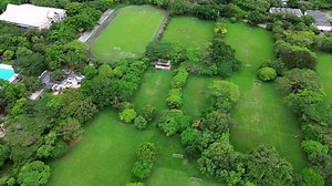 Drone Aerial View of Sports Training Fields and Athletic Center