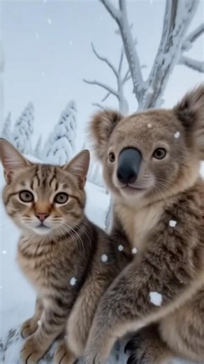 Cat & Koala Share a Warm Hug