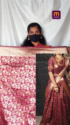 Meesho saree convert into halfsaree/lehenga idea 😍 #OutfitFromScratch #youtubeshorts #trending #yt