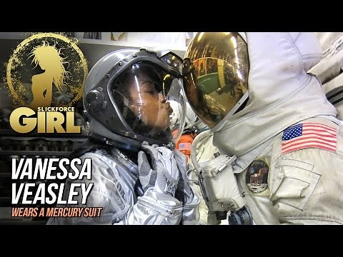 Model Vanessa Veasley Tries on a Mercury Suit
