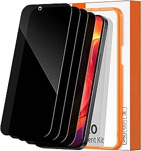 DIMONCOAT 4-Pack for iPhone 13 Pro Max/14 Plus Privacy Screen Protector [10X Military Protection] [Easy Installation Frame] Compatible iPhone 13 Pro Max/14 Plus 6.7" Anti-Spy Private 9H Tempered Glass