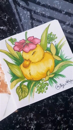 Day 4/100 using Ohuhu markers 🌼 Cute marker art practice #ohuhu #shorts #art #drawing #youtubeshorts