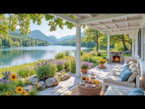 Relaxing April Spring Music 🌸 Cozy Morning Porch with Warm Fireplace for Deep Work