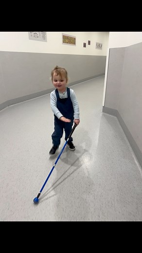 “Echolocation” 🥹 A blind person can learn to use sound to find out where things are. Eddie is already learning to use little clicking sounds, or tapping his cane, and listening really carefully. When the sound hits something – like a wall or a tree – it bounces back to his ears. The echo helps tell him how close or far away a thing is. With practice, your ears get really good at catching those echoes and telling your brain what’s around you. You’ll often see our kids running down a hallway or t