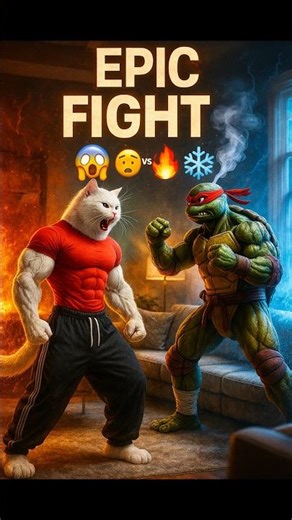 "Epic Cat vs Turtle Fight 🐱🐢 | Funny Animal Battle | Abisu Tales | ✅ #shorts