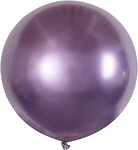 Restaurantware Balloonify 36 Inch Jumbo Balloons 10 Thick Balloons - Strong Latex Fill With Helium Or Air Metallic Purple Giant Round Balloons Decorations For Photo Shoot Wedding Or Party