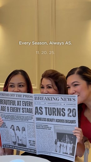 🗞️ Breaking beauty news! Aesthetic Science turns 20 this month — two decades of redefining confidence, care, and timeless beauty. 🧡 From your first glow-up to your latest milestone, we’ve been here... growing, evolving, and celebrating every season of you. ✨ Stay tuned! Something special arrives on 11. 20. 25. | AESTHETIC SCIENCE CLINIC
