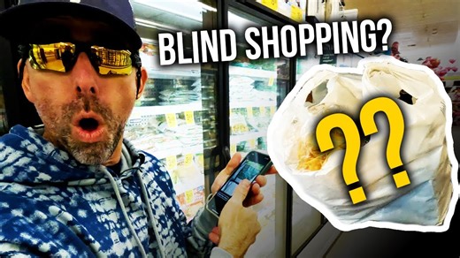 Blind man navigates grocery store solo for Super Bowl party haul!
