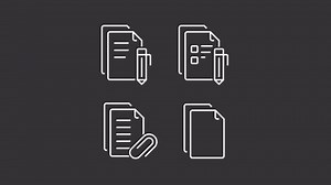 Job search white line animations. Animated documents icons. Apply resume. Sign contract. Attach file. Black illustrations on white background. HD video