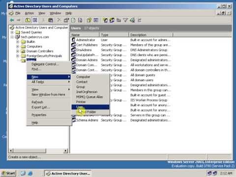 3 How to Create a Domain User Account for Windows server 2003