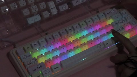 PBT+PC Keycaps Ceramic Jade Greedy Cat Keycaps, 135 Keys Translucent Jelly Cute Keycap Mao Profile Creamy Custom Keycap for Cherry Gateron MX Swithes Mechanical Keyboards