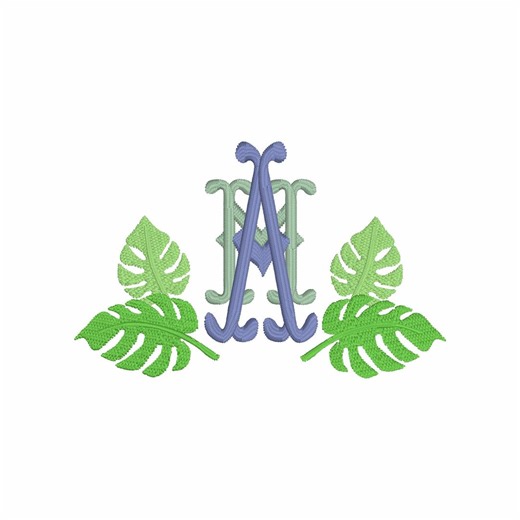 Bamboo Palm Leaves Monogram Frame Embroidery Design (digital Download) - Etsy